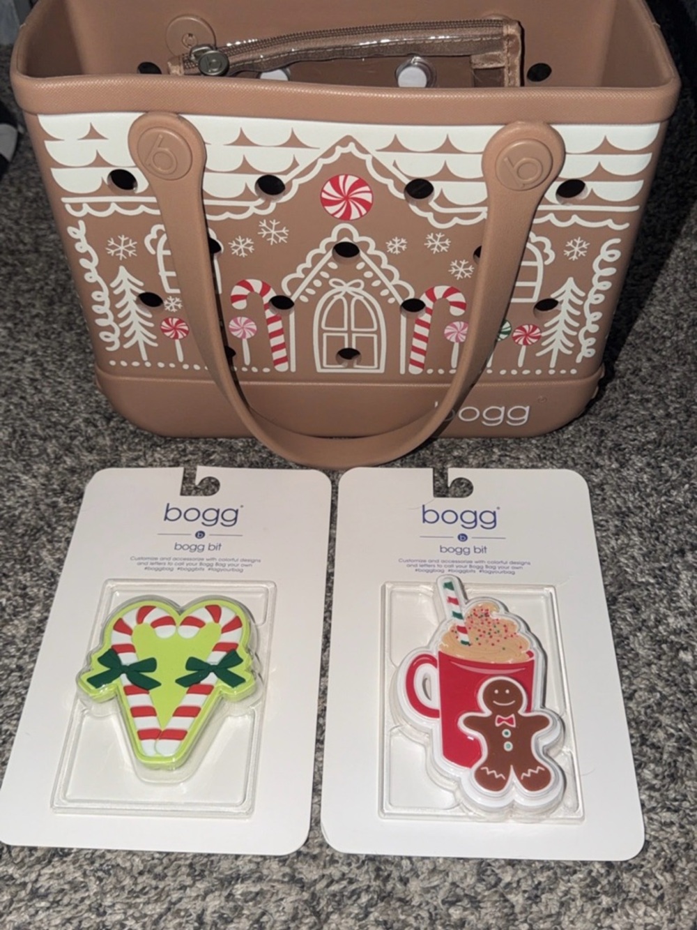 Bogg Bag Holiday Gingerbread Print Tote in Tan